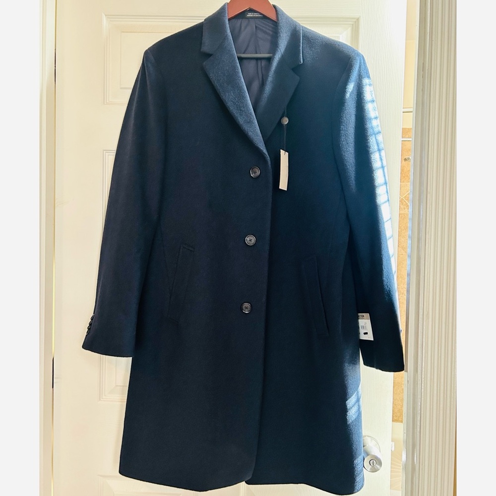 Kenneth Cole Reaction Men’s Raburn Navy Blue Overcoat